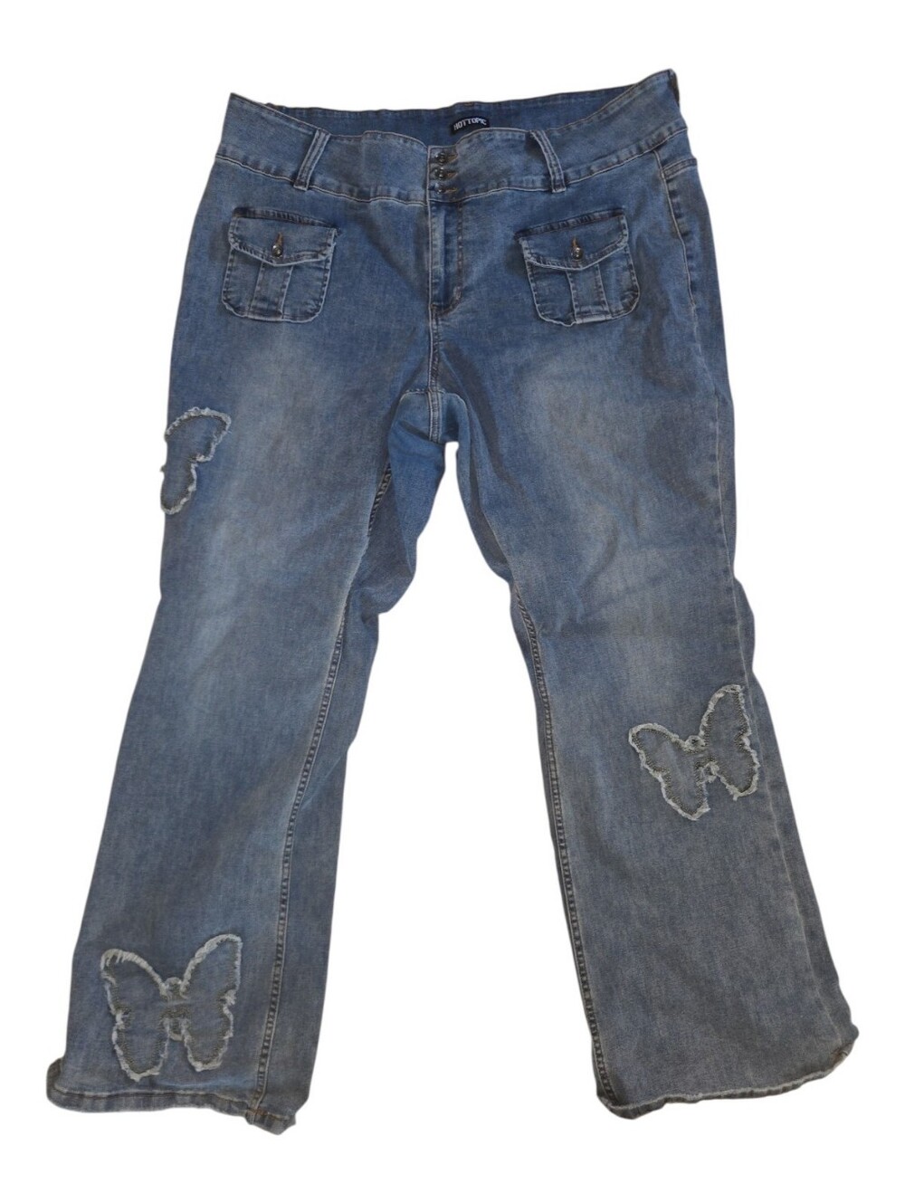 Hot Topic Blue Flare Jeans with Butterfly Appliqués Size 24